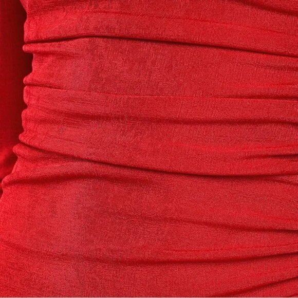 NWT Authentic Vibe Red Long Sleeve Asymmetrical Midi Dress size L - Picture 5 of 5